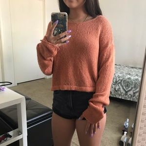 peach knit sweater